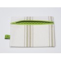 Pochette plate écrue intérieur vert